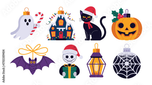 Holiday Ornament Collection: A captivating set of festive ornaments, each showcasing a unique seasonal theme, from Halloween spooks to Christmas cheer.