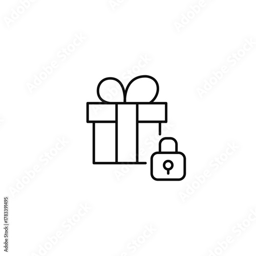Gift box and lock. Safety and privacy. Pixel perfect, editable stroke vector icon