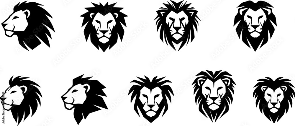 Obraz premium Lion Head Vector Illustration Collection.