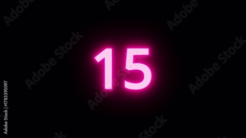 20 second Countdown neon Futuristic neon countdown timer from 20 to 0 seconds, counting down seconds neon number with black background