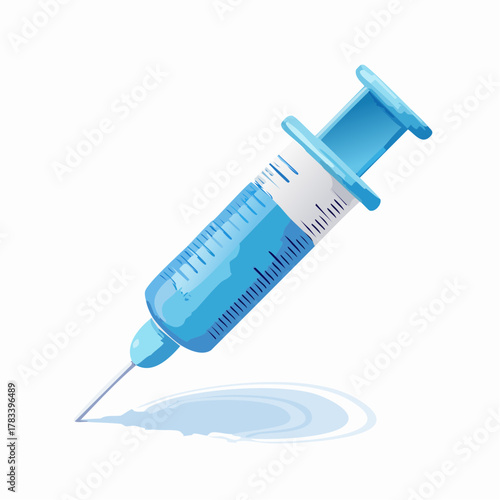 Medical syringe illustration on white background for health and vaccination concepts