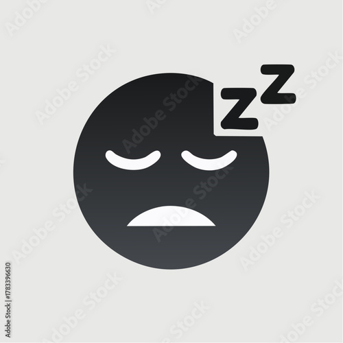 Sleeping face icon with zzz symbols sleepiness and rest concept