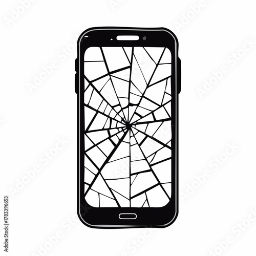 Smartphone with shattered screen graphic representing damage and technology issues