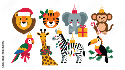 Festive Animal Ornaments: A vibrant collection of playful animal ornaments, each adorned with seasonal embellishments, ready to bring cheer and delight to the holiday season.