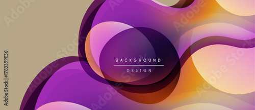 Abstract flowing shapes, purple hues blend with orange. Modern design element for backgrounds, presentations. Minimalist aesthetic.