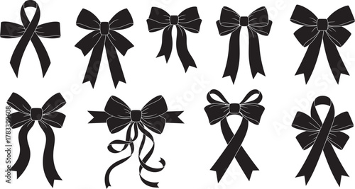 set of bow decorative knot, congratulation, holiday, 