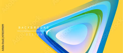 Abstract layers create dynamic visual effect. Yellow backdrop emphasizes flowing shapes, modern design elements.