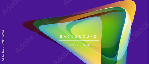 Abstract colorful design. Overlapping shapes create vibrant gradient effect. Purple backdrop enhances visual appeal. Modern, dynamic composition.