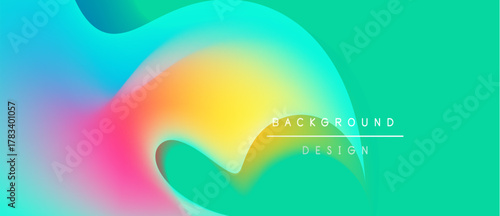 Abstract fluid shapes blend vibrant colors. Gradient transitions create smooth visual flow. Modern design element for backgrounds.