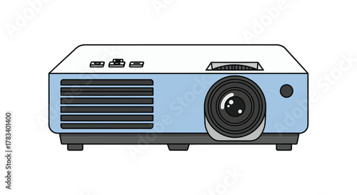 Illustration of a modern projector for presentations and home cinema
