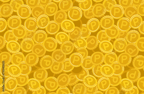 たくさんのポイントのシームレスパターン　コイン　ザクザク