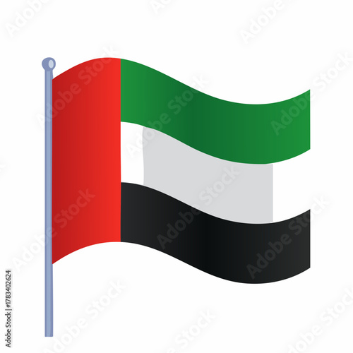 United arab emirates flag waving in the wind isolated on white background