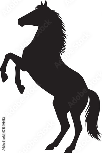 Majestic silhouette of a powerful horse rearing up in dynamic motion
