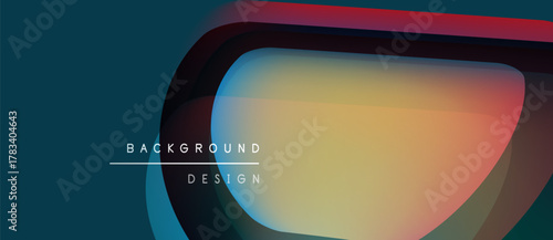 Abstract fluid shapes, vibrant colors blend. Gradient effect creates modern background design. Text reads background design.