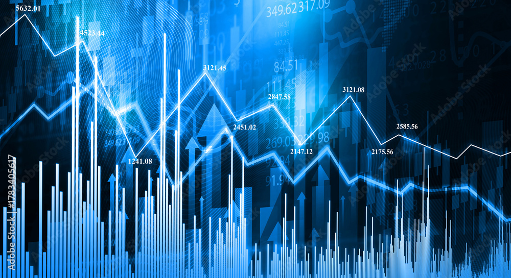 Naklejka premium Stock market business and financial growth graph. exchange, Investment graph, trading chart, digital graph. 3d illustration