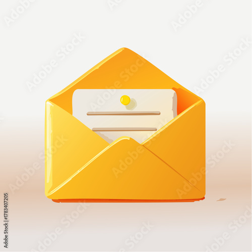 Yellow envelope with letter communication and email concept illustration