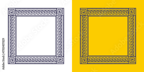 Geometric ornament in the shape of a square. Flat illustration.