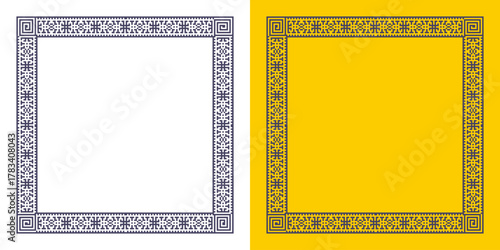 Geometric ornament in the shape of a square. Flat illustration.