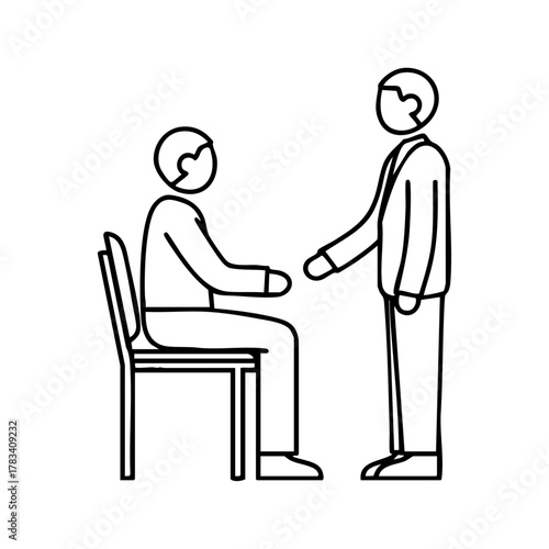 A job interviewer offering a handshake to a seated candidate, symbolizing recruitment, opportunity, and professional interview atmosphere.