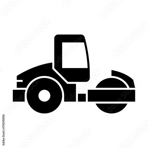 Road roller glyph icon. compactor illustration.