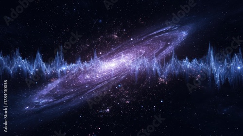Fototapeta Naklejka Na Ścianę i Meble -  Cosmic sound waves visualization space digital art galaxy environment abstract concept