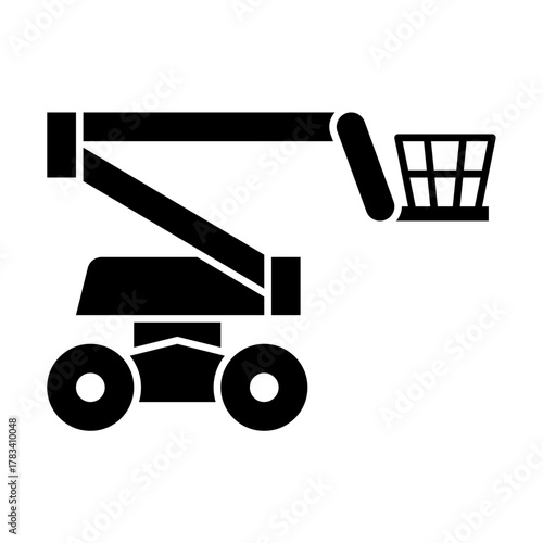 Cherry picker glyph icon. boom lift illustration.