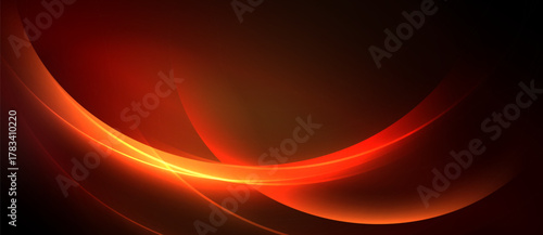 Abstract background features vibrant red curves, flowing lines. Dark shades create dramatic contrast, modern aesthetic.
