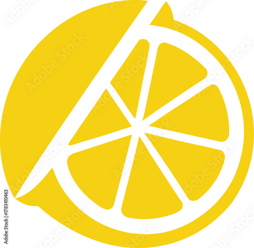 Silhouette lemon half glyph with bold rind lines, fresh fruit vector icon isolated on white