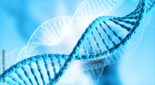 Fototapeta Naklejka Na Ścianę i Meble -  DNA strand on scientific background. 3d illustration