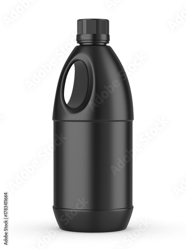 Round HDPE side handle Jerrycan for water, oil, milk and chemical storage on white background for branding and mock up design, 3d  illustration.