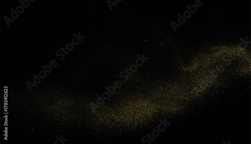 Golden Particle Flow on Smooth Black Background