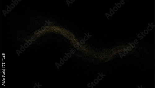 Curved Golden Particle Trail on Black Background