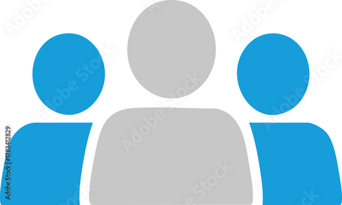 Team group icon people avatar silhouette flat blue vector