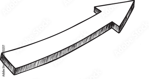 A simple hand drawn sketch of an arrow pointing upwards and to the right side