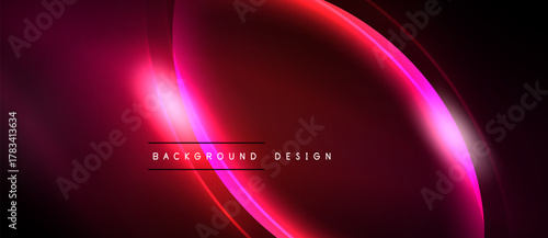 Abstract crimson backdrop features flowing lines, bright glow. Modern design suggests energy, dynamism, sophistication. Minimalist text present.