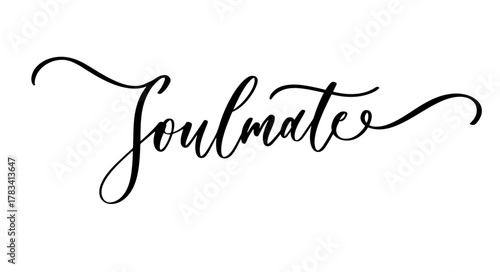 Elegant calligraphy word soulmate in romantic inspirational style for wedding and home decor