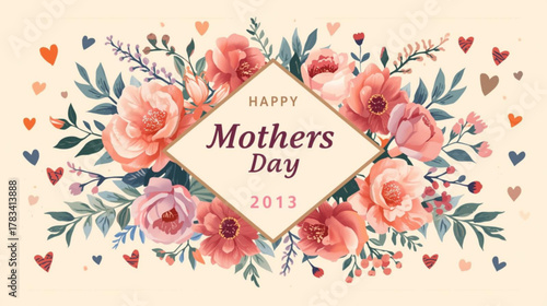 vector illustration of a happy mother day card