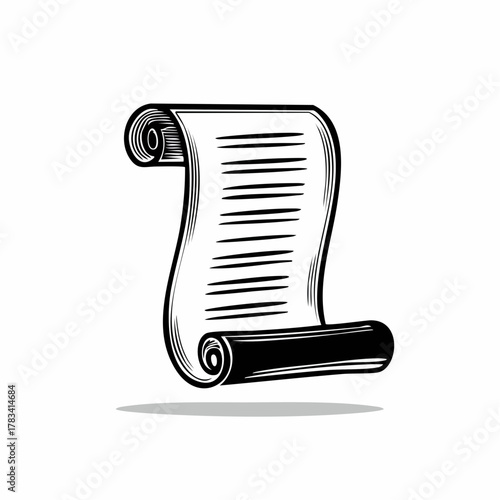 Vintage scroll illustration on white background for design concepts
