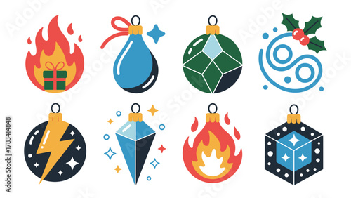 Festive Ornament Collection: A vibrant assortment of colorful ornaments. Each unique design adds a touch of charm and elegance to the festive season.