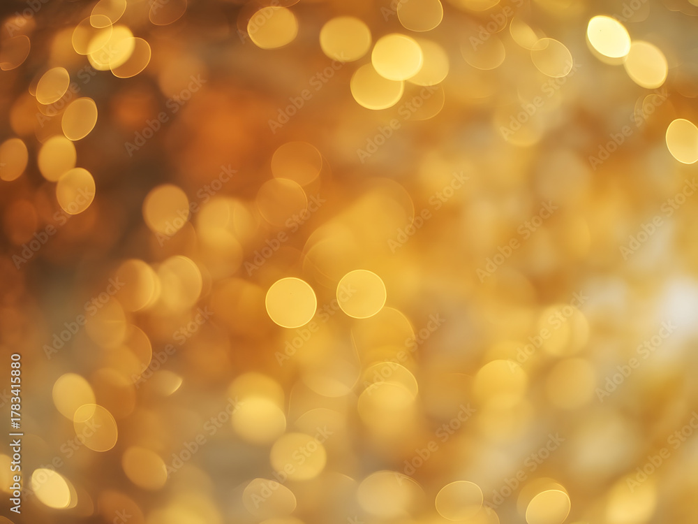 Obraz premium Blurred Golden Lights Background Bokeh Effect: Warm Holiday Texture, Festive Backdrop, Celebration Decoration, Abstract Pattern, Shiny Glow, Sparkling Design
