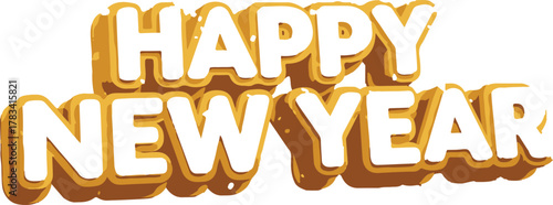 3D Gold 'Happy New Year' Title