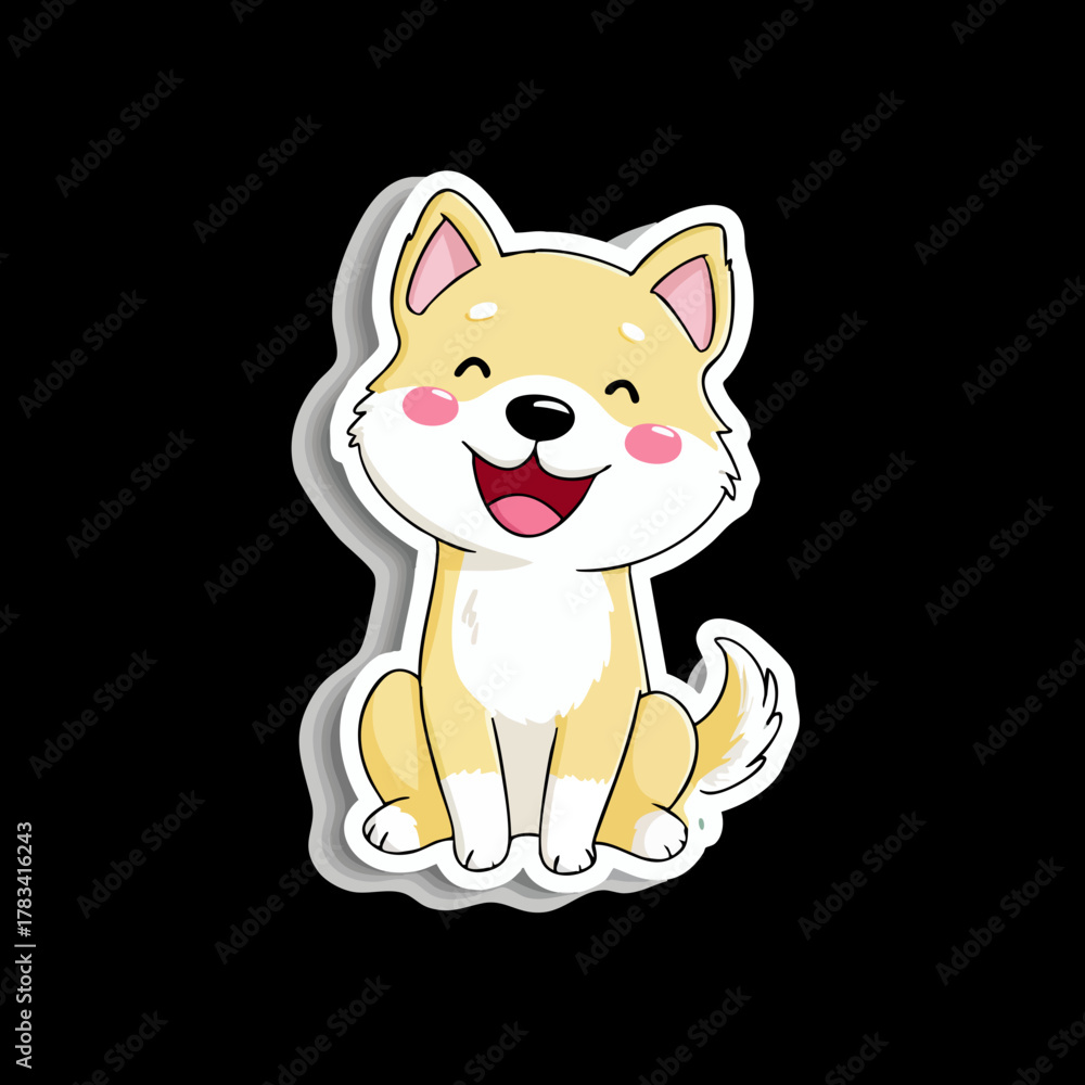 Obraz premium Cute Cartoon Style Smiling Shiba Inu Puppy Dog Character Clipart