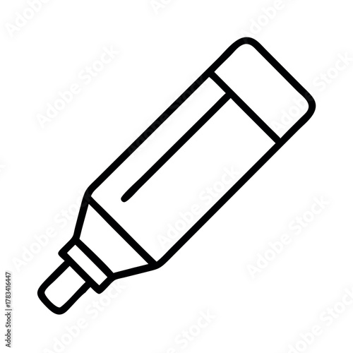 Simple line art illustration of a highlighter pen on a white background