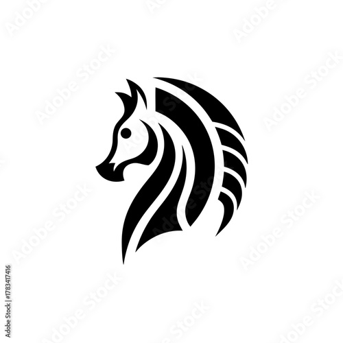 Wallpaper Mural Stylized black horse head with flowing mane design on transparent background Torontodigital.ca