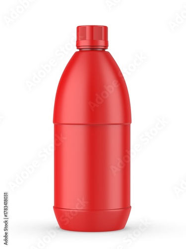 Round HDPE side handle Jerrycan for water, oil, milk and chemical storage on white background for branding and mock up design, 3d  illustration.