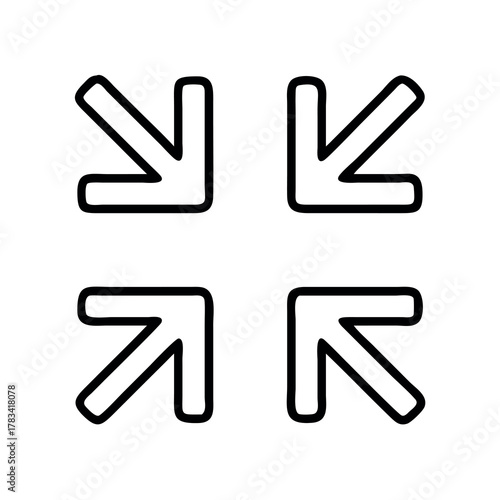 Four corner arrows pointing inward symbolizing shrinking or compression