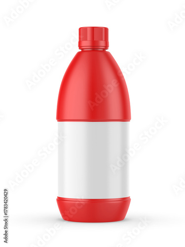 Round HDPE side handle Jerrycan for water, oil, milk and chemical storage on white background for branding and mock up design, 3d  illustration.