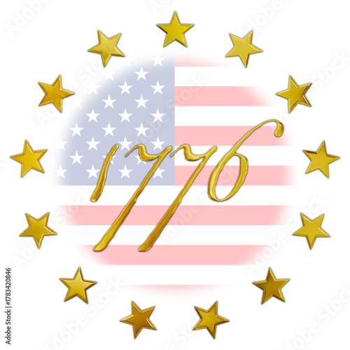 US fantasy badge for the 250th anniversary of the history of the United States of America 2026, illustration