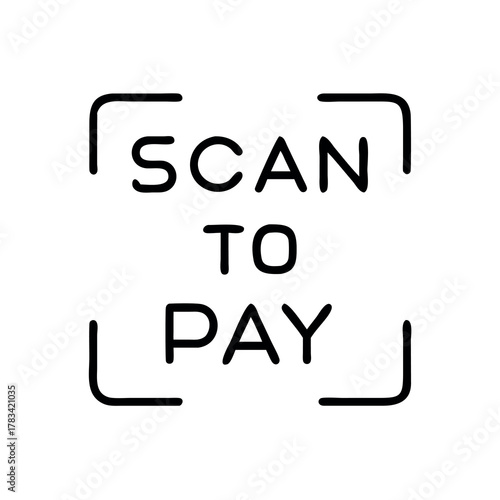 Simple black and white icon illustrating scan to pay functionality for mobile payments