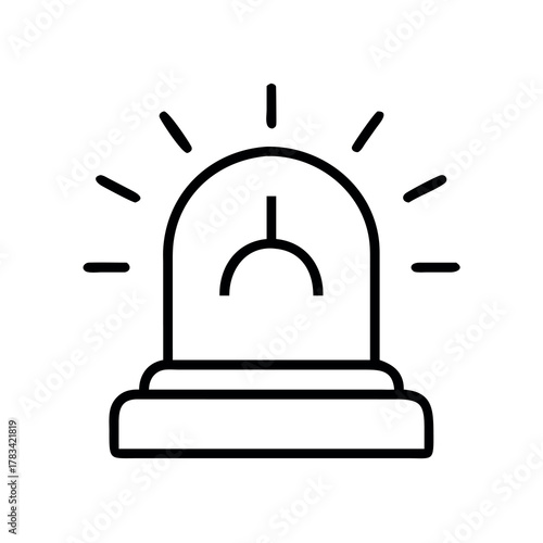 Simple line art icon of a flashing emergency warning light or siren